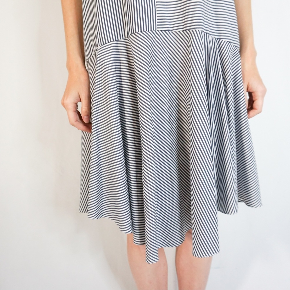 TIBI Drop-Waist Navy & White Stripe Cotton Dress - Picture 7 of 7